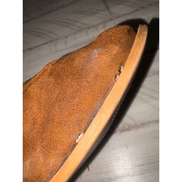 Brown Fringe Ankle Heel Boots Woman Sz 10 - Picture 6 of 7